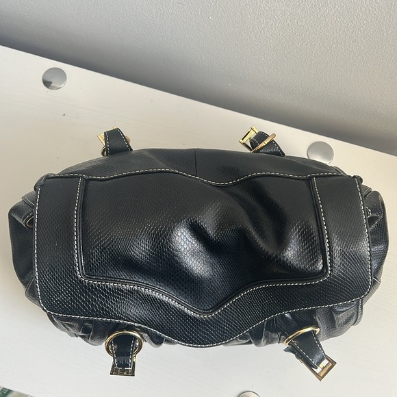 La Gioe Di Toscana Shoulder Handbag Black Gold Snake Embossed Leather - Picture 6 of 16